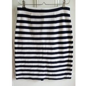 Diane Von Furstenberg Walda Skirt~Navy Blue/White Stripe~Textured Cotton Knit~8